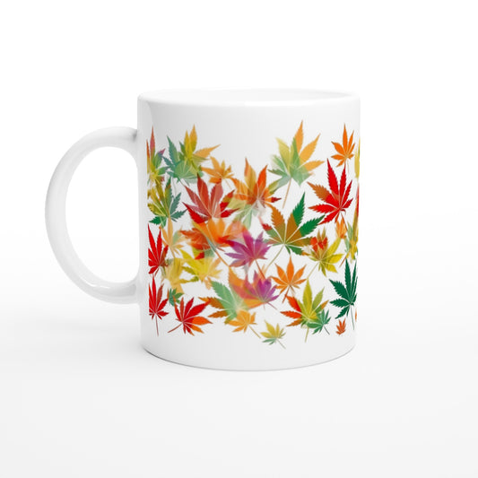 Farbenfrohe Cannabis Blätter Tasse